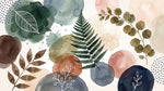 Papier peint panoramique botanique - Feuilles eucalyptus fougères aquarelle tons vert sauge rose poudré et beige sur mesure - Design