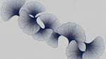 Papier peint panoramique feuillage - Feuilles ginkgo stylisées lignes fines bleu marine fond gris perle sur mesure - Design