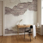 papier peint effet brique mur briques apparentes platre ecaille blanc creme et b-6