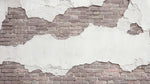Papier peint panoramique effet brique - Mur briques apparentes plâtre écaillé blanc crème et brun taupe sur mesure - Design