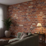 papier peint effet brique mur briquettes traditionnelles joints blancs tons roug-10