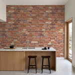 papier peint effet brique mur briquettes traditionnelles joints blancs tons roug-4