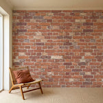 papier peint effet brique mur briquettes traditionnelles joints blancs tons roug-5