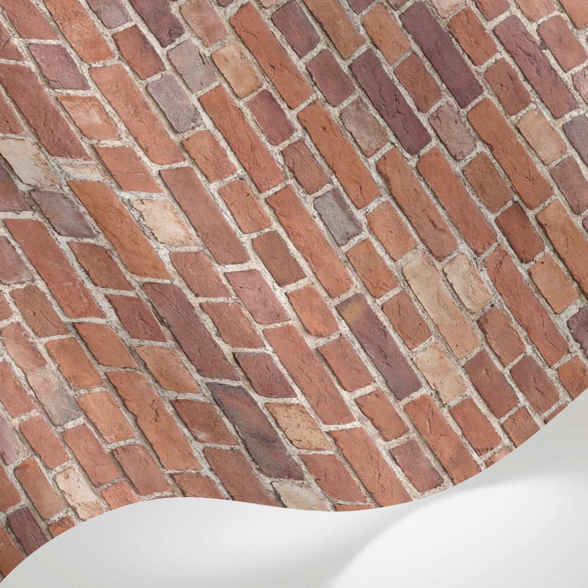 Papier peint panoramique effet brique - Mur briquettes traditionnelles joints blancs tons rouge brique et terre cuite sur mesure - Matière
