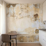 papier peint effet brique mur vieilli ecaille peinture blanche beige et gris cla-1