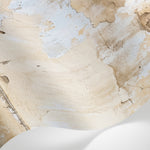Papier peint panoramique effet brique - Mur vieilli écaillé peinture blanche beige et gris clair sur mesure - Matière