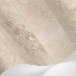 Papier peint panoramique effet marbre - Texture pierre naturelle de travertin beige sable et veines dorées sur mesure - Matière
