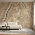 papier peint effet marbre veines fluides ondulations naturelles tons beige creme-1