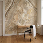 papier peint effet marbre veines fluides ondulations naturelles tons beige creme-8