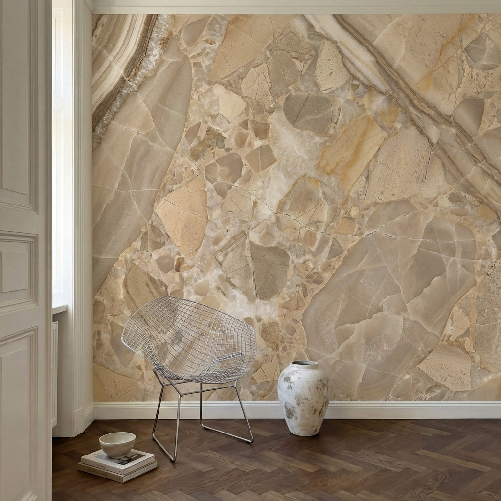 papier peint effet marbre veines fluides ondulations naturelles tons beige creme-HERO-10
