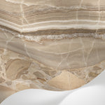 Papier peint panoramique effet marbre - Veines fluides ondulations naturelles tons beige crème et gris taupe sur mesure - Matière