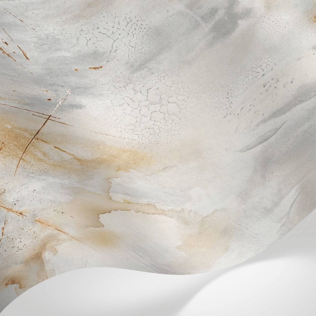 Papier peint panoramique effet marbre - Veines fluides organiques nuages minéraux tons beige crème et gris anthracite sur mesure - Matière