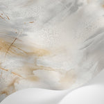 Papier peint panoramique effet marbre - Veines fluides organiques nuages minéraux tons beige crème et gris anthracite sur mesure - Matière