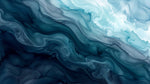 Papier peint panoramique effet marbre - Veines fluides tourbillonnantes dégradé bleu profond et blanc nacré sur mesure - Design