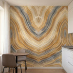 papier peint effet marbre veines ondulantes stratifiees tons beige creme et gris-3