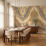 papier peint effet marbre veines ondulantes stratifiees tons beige creme et gris-VARIANTE-9