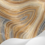 Papier peint panoramique effet marbre - Veines ondulantes stratifiées tons beige crème et gris anthracite sur mesure - Matière