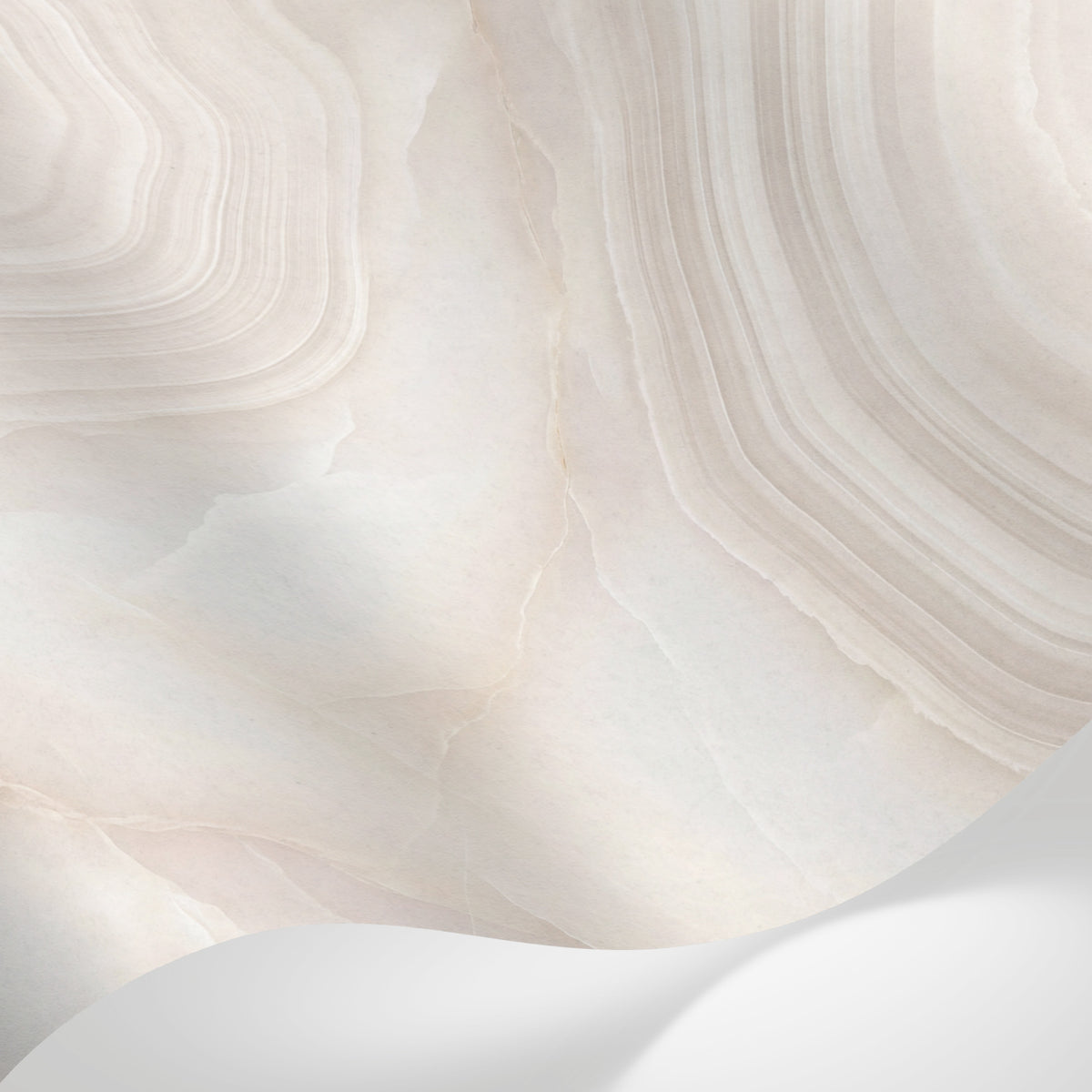Papier peint panoramique effet marbre - Veines tourbillons fluides dégradé beige rosé et blanc crème sur mesure - Matière