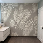 papier peint feuillage tropical palmes stylisees detaillees tons beige creme et -VARIANTE-6