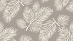 Papier peint panoramique feuillage tropical - Palmes stylisées détaillées tons beige crème et gris taupe sur mesure - Design