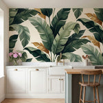 papier peint feuille de palmier feuillage tropical dense superpose tons vert sau-3