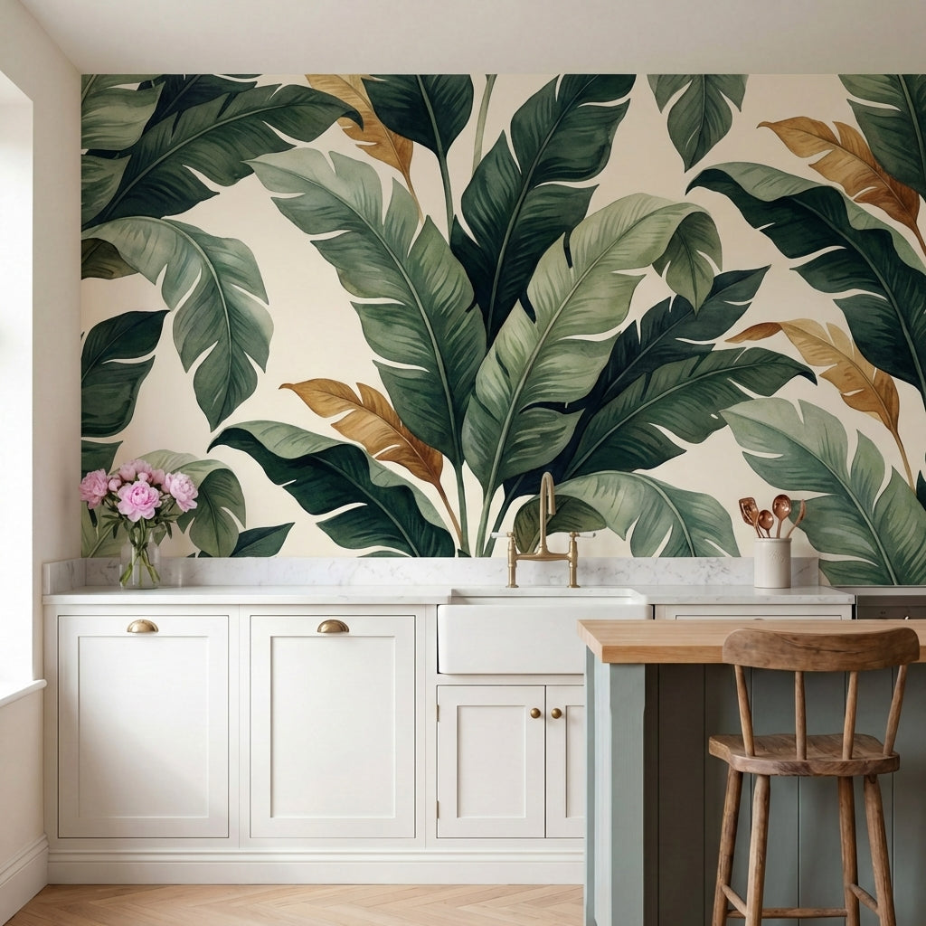 papier peint feuille de palmier feuillage tropical dense superpose tons vert sau-3