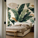 papier peint feuille de palmier feuillage tropical dense superpose tons vert sau-6