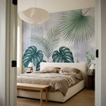 papier peint feuille tropicale palmiers bananiers monstera aquarelle fond blanc -8