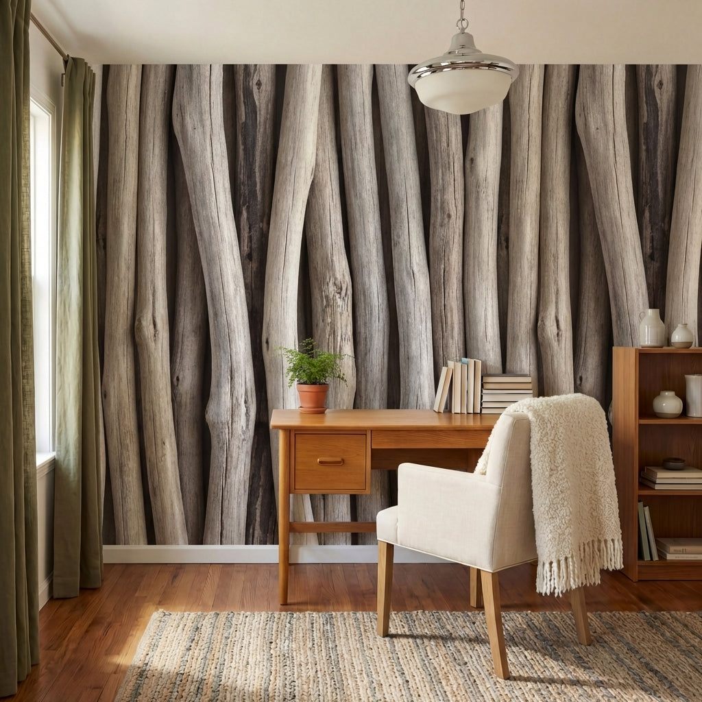 papier peint fibres naturelles branches bois flotte verticales entrelacees tons -VARIANTE-6
