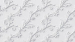 Papier peint panoramique feuillage - Feuillages ornementaux reliefs sculptés motifs répétitifs tons blanc et gris perle sur mesure - Design