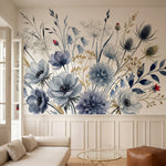 papier peint floral bleu anemones pivoines epis graminees aquarelle tons gris bl-4