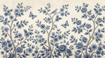 Papier peint panoramique oiseaux - Branches fleuries oiseaux papillons motifs botaniques fond beige crème sur mesure - Design