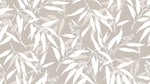 Papier peint panoramique feuillage - Feuilles stylisées branches délicates tons beige crème et blanc nacré sur mesure - Design