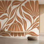 papier peint floral moderne fleurs radiantes stylisees petales geometriques tons-4