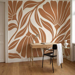 papier peint floral moderne fleurs radiantes stylisees petales geometriques tons-8