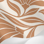 Papier peint panoramique floral - Fleurs radiantes stylisées pétales géométriques tons terracotta brun et beige sur mesure - Matière