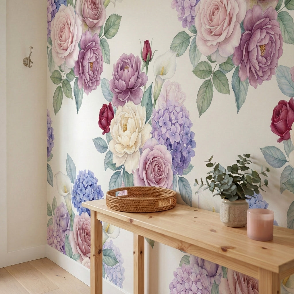 papier peint floral rose roses pivoines hortensias callas motifs repetitifs fond-VARIANTE-10