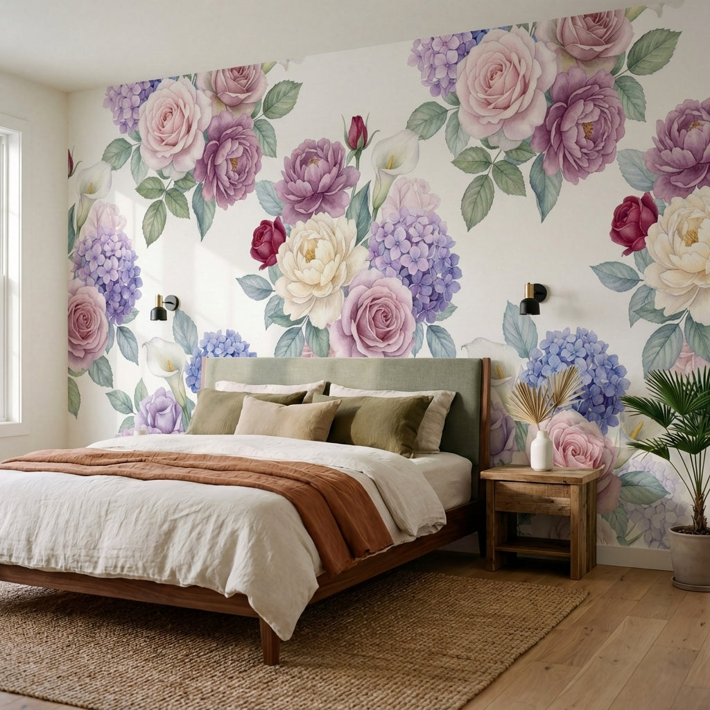 papier peint floral rose roses pivoines hortensias callas motifs repetitifs fond-VARIANTE-9