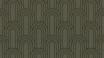 Papier peint panoramique geometrique - Arches entrelacées concentriques motifs répétitifs fond vert olive sur mesure - Design