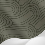 Papier peint panoramique geometrique - Arches entrelacées concentriques motifs répétitifs fond vert olive sur mesure - Matière