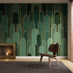papier peint geometrique arches superposees degrade vert emeraude sapin et conto-3