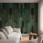 papier peint geometrique arches superposees degrade vert emeraude sapin et conto-8