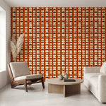 papier peint geometrique demicercles et ovales sur tiges orange terracotta noir -VARIANTE-2