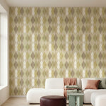 papier peint geometrique losanges et formes diamant beige taupe et vert sauge pa-HERO-1