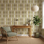 papier peint geometrique losanges et formes diamant beige taupe et vert sauge pa-VARIANTE-2