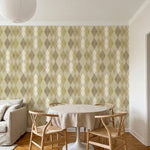 papier peint geometrique losanges et formes diamant beige taupe et vert sauge pa-VARIANTE-3