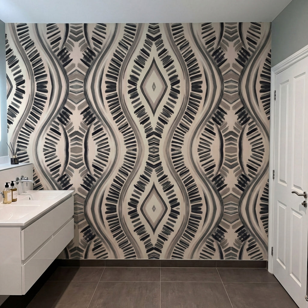 papier peint geometrique motifs ondules losanges rayures chevrons tons beige cre-9