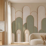 papier peint geometrique or arches arrondies repetitives entrelacees fond beige -HERO-7