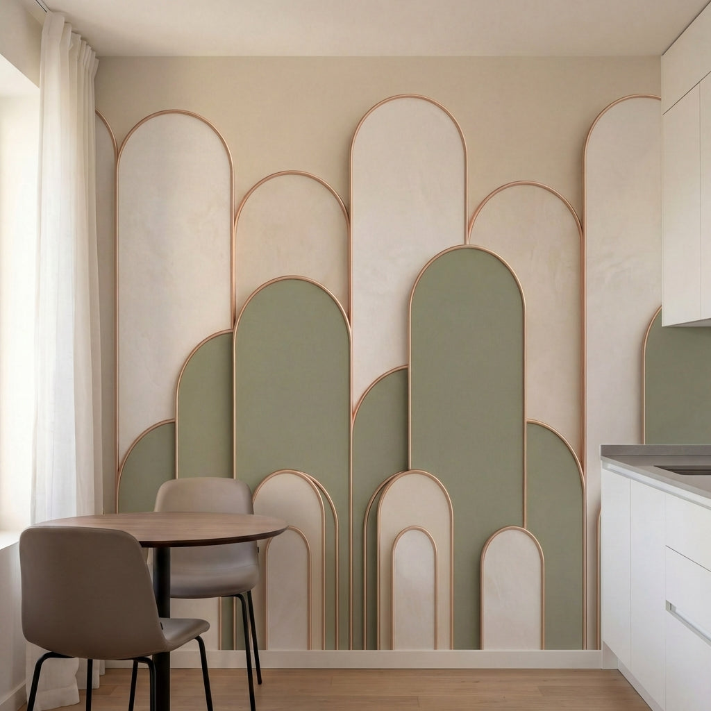 papier peint geometrique or arches arrondies repetitives entrelacees fond beige -HERO-8