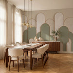 papier peint geometrique or arches arrondies repetitives entrelacees fond beige -VARIANTE-7